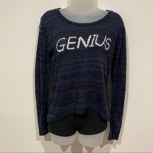 sweet n sinful blue & white knit genius sweater sweater long sleeve top shirt